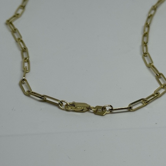 14k Gold Wide Paperclip Chain 3.3mm Elegant Gold Chain Necklace - Picture 5 of 5